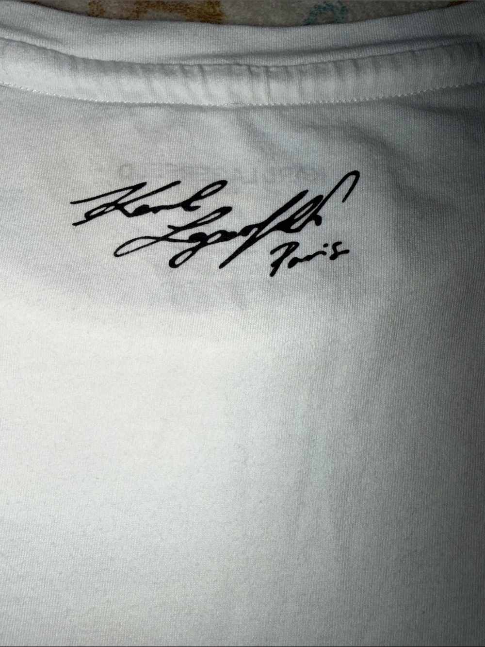 Karl Lagerfeld White Tee with Black Script Logo - Picture 4 of 6